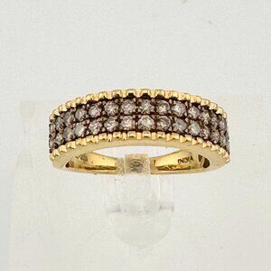 Beautiful 3/4 Ct Diamond 2 row Anniversary Ring 14kt Gold Overlaying Sterling